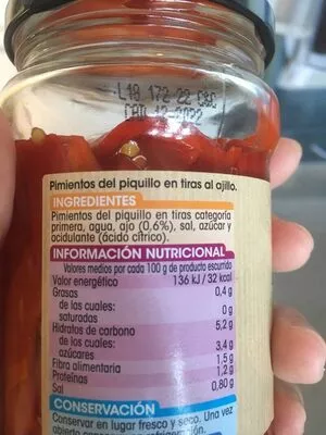 Lista de ingredientes del producto Pimientos piquillo Alipende 