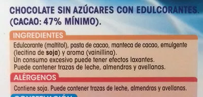 Lista de ingredientes del producto Chocolate puro Alipende 125 g