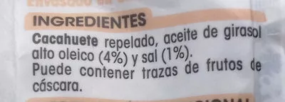 Lista de ingredientes del producto Cacahuete repelado con sal Alipende 200 g