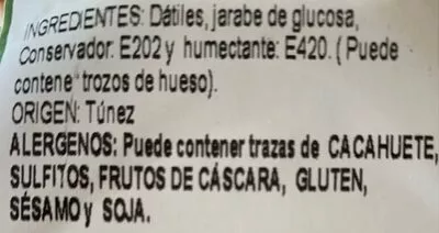 Lista de ingredientes del producto Dátil sin hueso Casa Ricardo 200 g