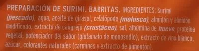 Lista de ingredientes del producto Barrita de surimi Krissia 200 g