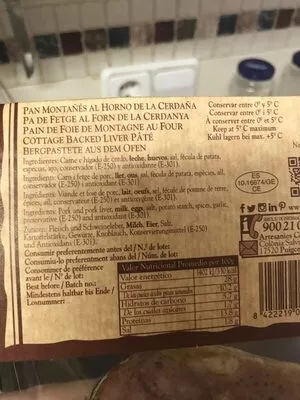 Lista de ingredientes del producto Pa de fetge al forn  