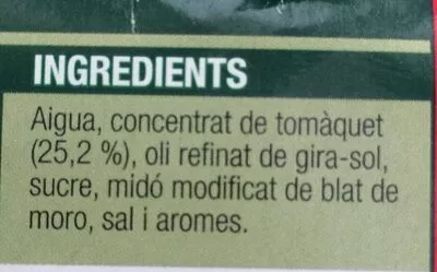 Lista de ingredientes del producto Tomaquet fregit Bonpreu 