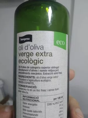 Lista de ingredientes del producto Oli Oliva Verge Extra Eco Bonpreu 