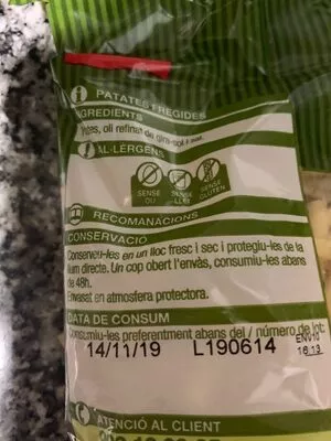 Lista de ingredientes del producto PALLA Bonpreu 