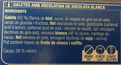 Lista de ingredientes del producto Duets de xocolata blanca Bonpreu 150 g