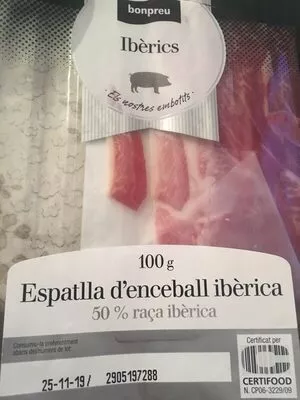 Lista de ingredientes del producto Jamon Iberico Bonpreu 