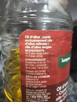 Lista de ingredientes del producto Oli d'oliva Bon preu bonpreu 