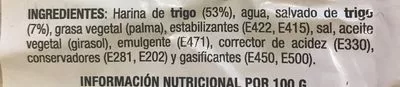 Lista de ingredientes del producto Tortilla Wrap Integral  