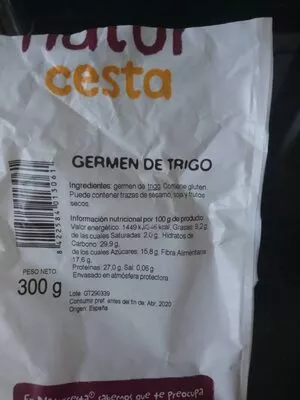 Lista de ingredientes del producto Germen de trigo naturcesta 300 g