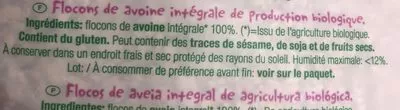 Lista de ingredientes del producto Copos suaves de avena integral ecocesta 1kg