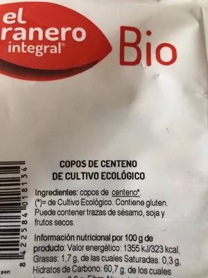 Lista de ingredientes del producto Copos de centeno el Granero integral 