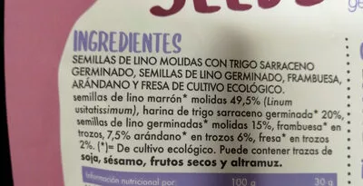 Lista de ingredientes del producto Lino molido con trigo sarraceno germinado  200 g