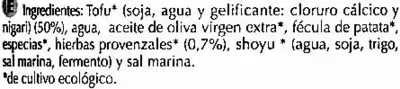 Lista de ingredientes del producto Paté vegetal  de tofu y finas hierbas Special Line 210 g