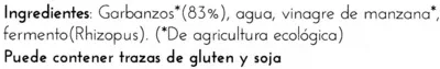 Lista de ingredientes del producto Tempeh de garbanzos Vegetalia 250 g