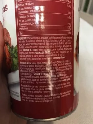 Lista de ingredientes del producto Albóndigas Coviran 