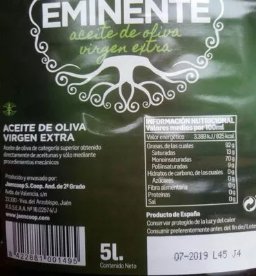 Lista de ingredientes del producto Aceite de oliva virgen extra  