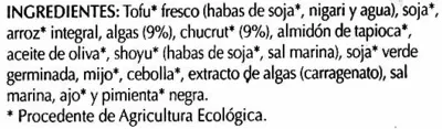 Lista de ingredientes del producto Hamburguesas vegetales Algas y chucrut Soria Natural 160 g (2 x 80 g)