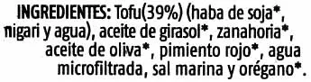 Lista de ingredientes del producto Paté vegetal con tofu estilo jardinera Soria Natural 50 g