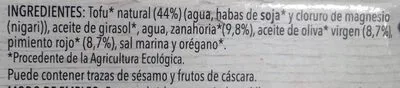 Lista de ingredientes del producto Paté vegetal con tofu estilo jardinera Soria Natural 100 g (2 x 50 g)