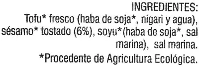 Lista de ingredientes del producto Rollitos de tofu con sesamo tostado Soria Natural 200 g (2 x 100 g)