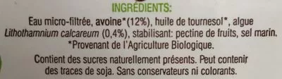 Lista de ingredientes del producto Bebida de avena con calcio (Lait d'avoine)  