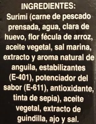 Lista de ingredientes del producto Artesanas al ajillo Javimar 