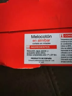 Lista de ingredientes del producto Melocotón en almibar Unide 3 x 115 g