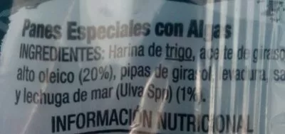 Lista de ingredientes del producto Pan con algas Anitin 