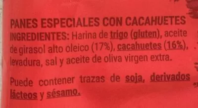 Lista de ingredientes del producto CACAHUETE  