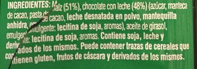 Lista de ingredientes del producto Tortitas de maíz con chocolate con leche Bicentury 