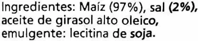 Lista de ingredientes del producto Tortitas de maíz sin gluten Bicentury 130 g (17-18 tortitas)