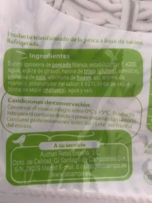 Lista de ingredientes del producto Antojos Auchan 200 g