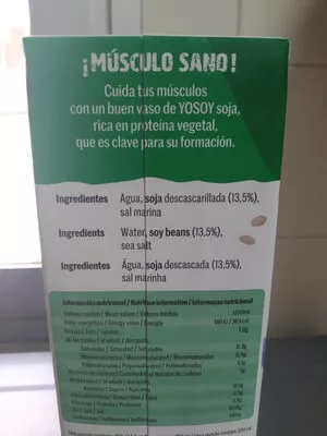 Lista de ingredientes del producto Bebida de soja YoSoy 1 l