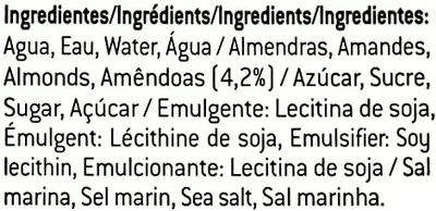 Lista de ingredientes del producto Leche De Almendras Almendrola 1 l