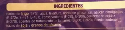 Lista de ingredientes del producto pan de especial Auchan 