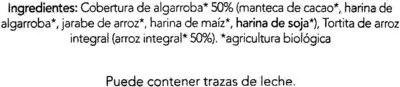 Lista de ingredientes del producto Tortitas de arroz con algarroba Biocop 100 g (6 * 16,6 g)