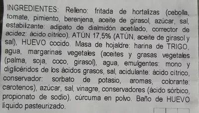 Lista de ingredientes del producto Empanada de atun  300 g