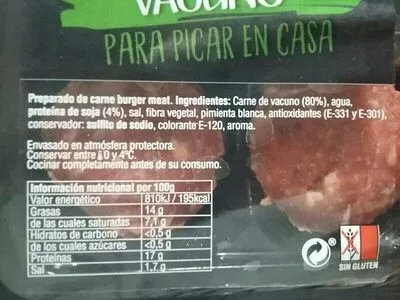 Lista de ingredientes del producto Mini burguers Roler 