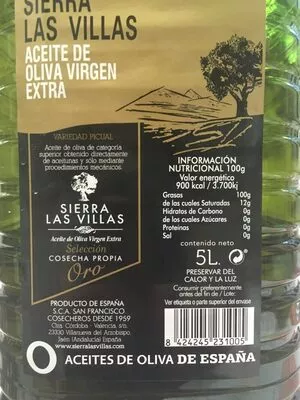 Lista de ingredientes del producto Aceite de oliva Virgen Extra  