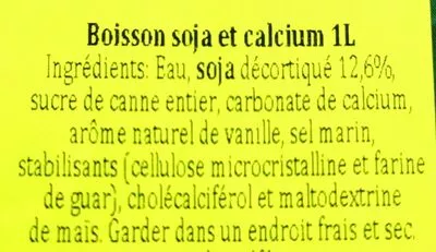 Lista de ingredientes del producto Soja calcium Gerblé 