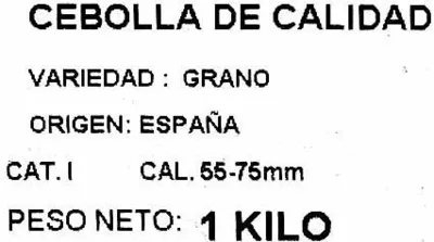 Lista de ingredientes del producto Cebollas Alipende 1 Kg