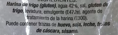 Lista de ingredientes del producto Pan de agua Mercadona 