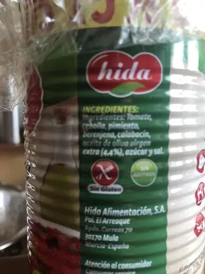 Lista de ingredientes del producto Pisto sabor casero Hida 