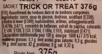 Lista de ingredientes del producto Trick or treat assortiment  