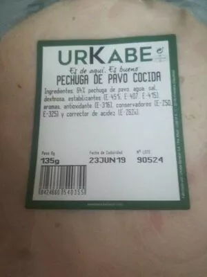 Lista de ingredientes del producto Pechuga de pavo Urkabe 