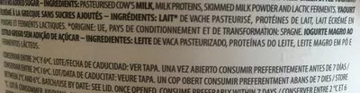 Lista de ingredientes del producto Yogur artesanal desnatado Pastoret 