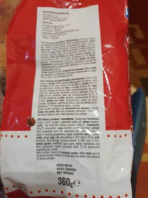 Lista de ingredientes del producto Croissant relleno de crema de cacao Froiz 