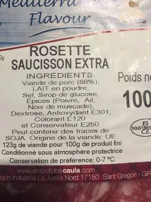 Lista de ingredientes del producto Rosette  