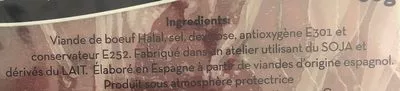 Lista de ingredientes del producto Boeuf séché chiffonnade Casa Ramon 100 g